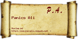 Panics Ali névjegykártya